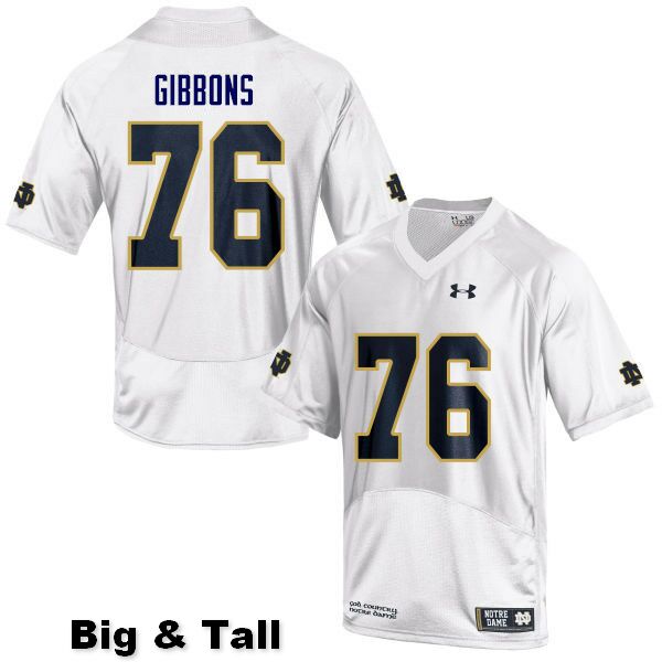 Men's NCAA Notre Dame Fighting Irish #76 Dillan Gibbons Stitched College Under Armour Authentic White Big & Tall Football Jersey MW10C82VB